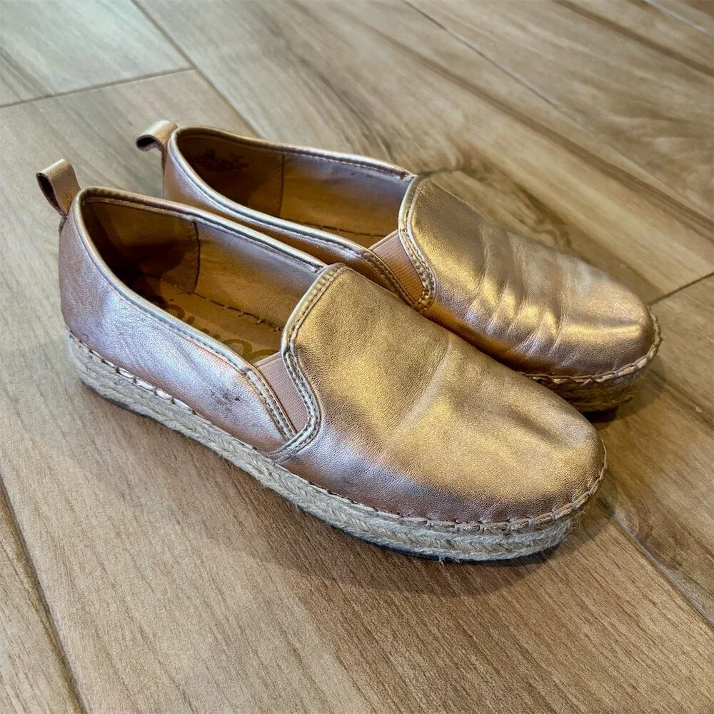 Sam Edelman Carrin Espadrille Slip-On Flats Rose Gold Womens Size 9